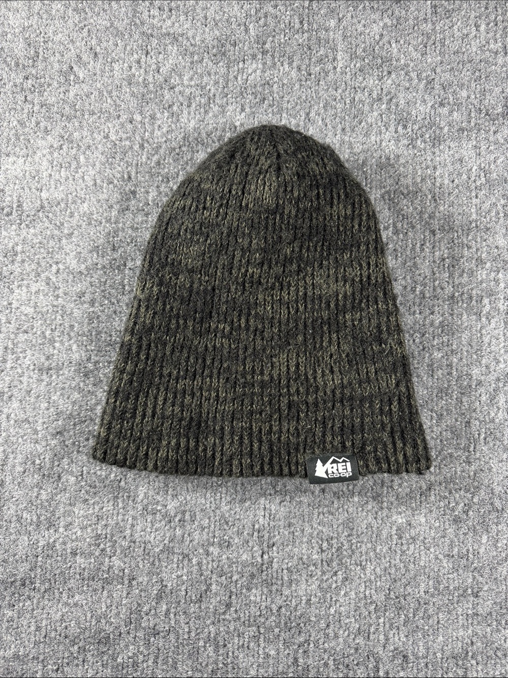 REI Co-op Hat Beanie Unisex One Size Green Wool Blend Knit Cuffed Winter Warm